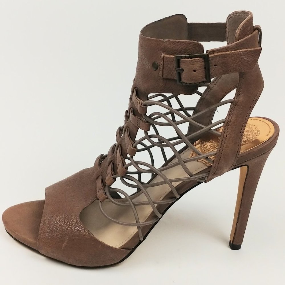 Vince Camuto VC Fossil Gladiator Style - Brown Leather Strappy Sandal Womans